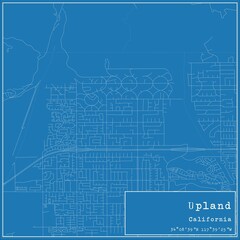 Blueprint US city map of Upland, California.