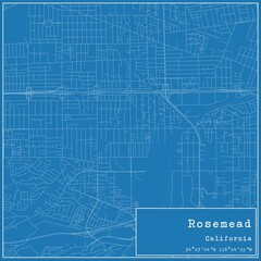 Blueprint US city map of Rosemead, California.