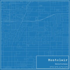 Blueprint US city map of Montclair, California.