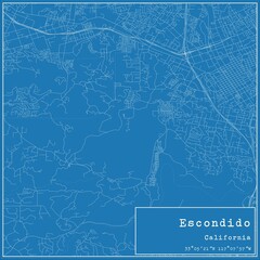 Blueprint US city map of Escondido, California.