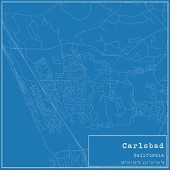 Fototapeta premium Blueprint US city map of Carlsbad, California.