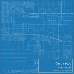 Blueprint US city map of Ontario, California.