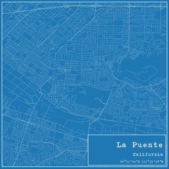 Blueprint US city map of La Puente, California.