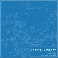 Blueprint US city map of Canyon Country, California.