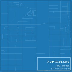 Blueprint US city map of Northridge, California.