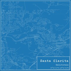 Blueprint US city map of Santa Clarita, California.