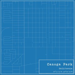 Blueprint US city map of Canoga Park, California.
