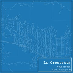 Blueprint US city map of La Crescenta, California.