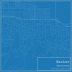 Fototapeta premium Blueprint US city map of Encino, California.