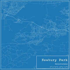 Blueprint US city map of Newbury Park, California.