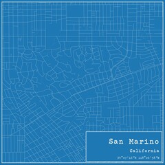 Blueprint US city map of San Marino, California.