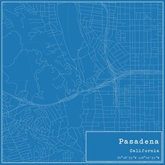 Blueprint US city map of Pasadena, California.