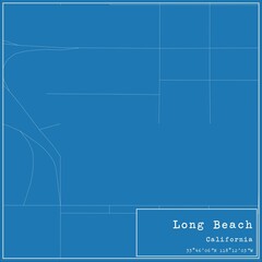 Blueprint US city map of Long Beach, California.