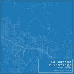 Blueprint US city map of La Canada Flintridge, California.