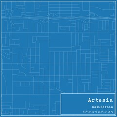 Blueprint US city map of Artesia, California. - obrazy, fototapety, plakaty