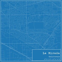 Blueprint US city map of La Mirada, California. - obrazy, fototapety, plakaty