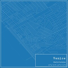 Blueprint US city map of Venice, California.