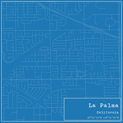 Blueprint US city map of La Palma, California.