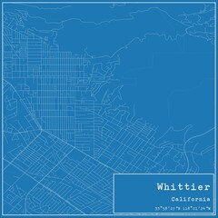 Blueprint US city map of Whittier, California.