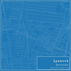 Blueprint US city map of Lynwood, California.