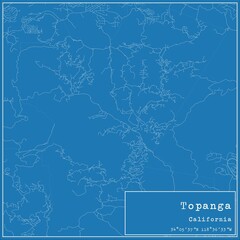 Blueprint US city map of Topanga, California.