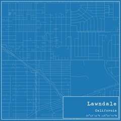 Blueprint US city map of Lawndale, California.