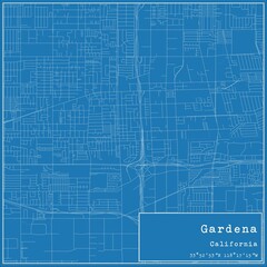 Blueprint US city map of Gardena, California. - obrazy, fototapety, plakaty