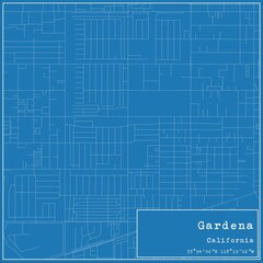 Blueprint US city map of Gardena, California. - obrazy, fototapety, plakaty