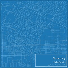 Blueprint US city map of Downey, California. - obrazy, fototapety, plakaty