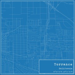 Blueprint US city map of Torrance, California. - obrazy, fototapety, plakaty