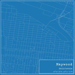Blueprint US city map of Maywood, California.