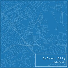 Blueprint US city map of Culver City, California.