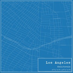 Blueprint US city map of Los Angeles, California.
