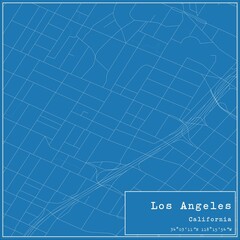 Blueprint US city map of Los Angeles, California.