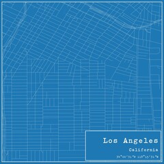 Blueprint US city map of Los Angeles, California.