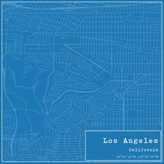 Blueprint US city map of Los Angeles, California.
