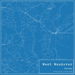 Blueprint US city map of West Wendover, Nevada.