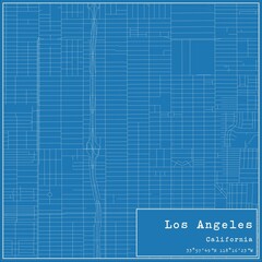 Blueprint US city map of Los Angeles, California.