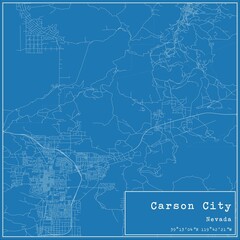 Fototapeta premium Blueprint US city map of Carson City, Nevada.