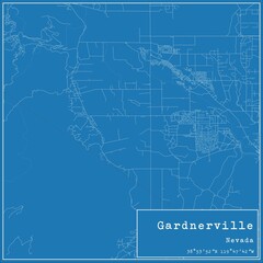 Blueprint US city map of Gardnerville, Nevada.