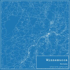 Blueprint US city map of Winnemucca, Nevada.