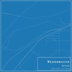 Blueprint US city map of Winnemucca, Nevada.
