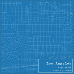 Blueprint US city map of Los Angeles, California.