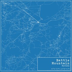Blueprint US city map of Battle Mountain, Nevada.