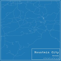 Obraz premium Blueprint US city map of Mountain City, Nevada.