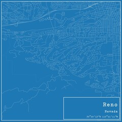 Obraz premium Blueprint US city map of Reno, Nevada.