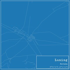 Blueprint US city map of Luning, Nevada.