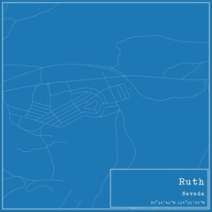 Fototapeta premium Blueprint US city map of Ruth, Nevada.