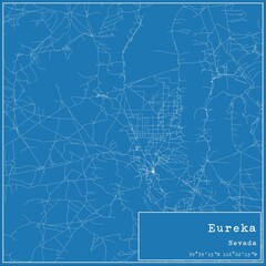 Blueprint US city map of Eureka, Nevada.