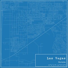 Blueprint US city map of Las Vegas, Nevada.